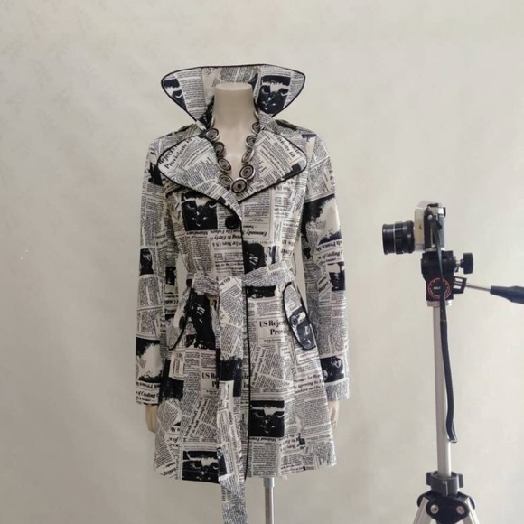 Jackets & Coats Rare Mod Newspaper Print Raincoat Don 6s Made In